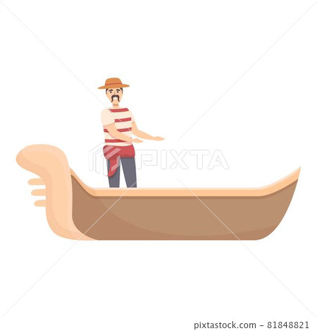Venezia gondolier icon cartoon vector. Venice gondola Venezia gondolier icon cartoon vector. Venice gondola 81848821