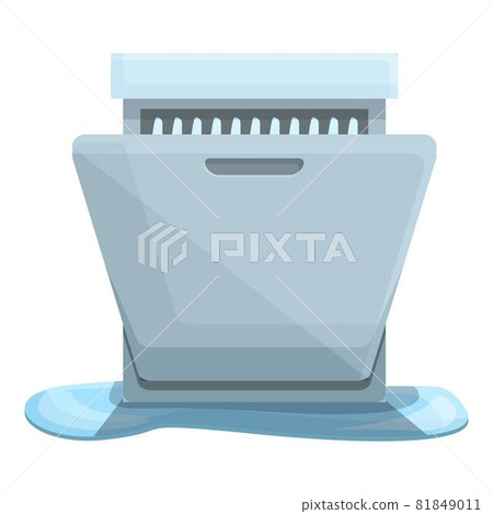Leaking dishwasher icon cartoon vector. Plumber service 81849011