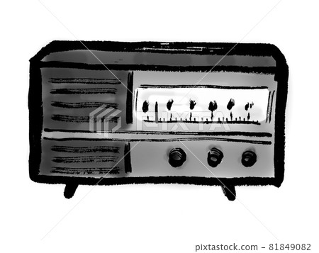 昭和復古收音機手繪插圖 81849082