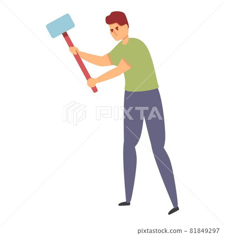 Strength test game icon cartoon vector. Carnival entertainment Strength test game icon cartoon vector. Carnival entertainment 81849297