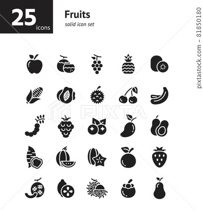 Fruits solid icon set. Vector and Illustration. 81850180