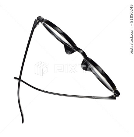 Top view on black sunglasses isolated on white Top view on black sunglasses isolated on white 81850249