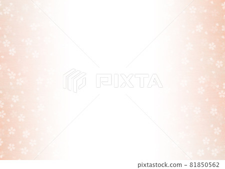 Sakura pattern pattern / orange on Japanese paper with horizontal fibers. Gradation background material that darkens from the center to the left and right. Sakura pattern pattern / orange on Japanese paper with horizontal fibers. Gradation background material that darkens from the center to the left and right. 81850562