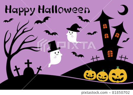 Halloween landscape illustration purple without shadow Halloween landscape illustration purple without shadow 81850702
