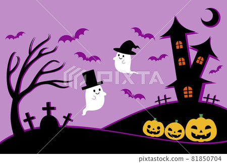 Halloween landscape illustration purple bat shadow without letters Halloween landscape illustration purple bat shadow without letters 81850704