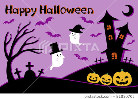 Halloween landscape illustration purple bat shadow 81850705