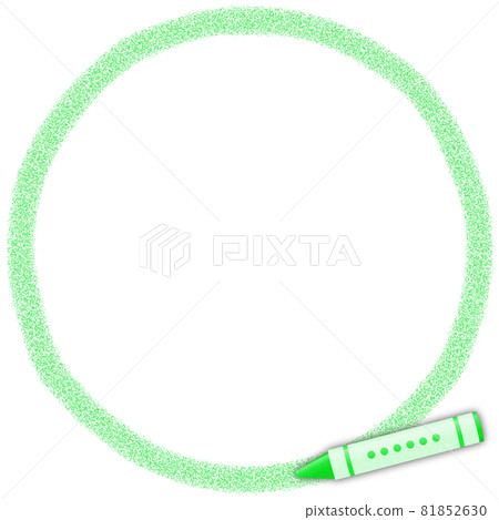 Circular frame drawn with green crayon Circular frame drawn with green crayon 81852630