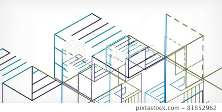 Abstract background. Color lines on white background. Linear abstract composition. Techno or business concept for wallpaper, banner, background, landing page 81852962