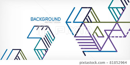 Abstract background. Color lines on white background. Linear abstract composition. Techno or business concept for wallpaper, banner, background, landing page 81852964