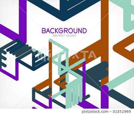 Abstract background. Color lines on white background. Linear abstract composition. Techno or business concept for wallpaper, banner, background, landing page 81852969