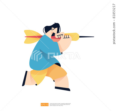 people character carry arrow dart for business marketing goal achievement target and vision mission strategy concept. Flat style vector illustration people character carry arrow dart for business marketing goal achievement target and vision mission strategy concept. Flat style vector illustration 81853217