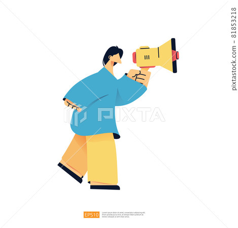 people character shout megaphone. social media, affiliate marketing and referral a friend business partnership. online promotion illustration people character shout megaphone. social media, affiliate marketing and referral a friend business partnership. online promotion illustration 81853218