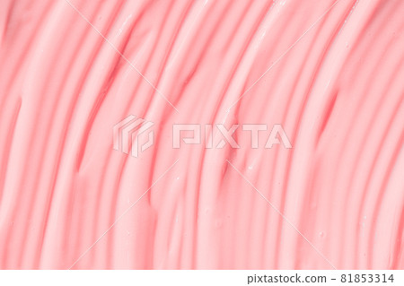 Pink color cosmetic cream lotion moisturizer texture smudge sample. Beauty cream texture background. Skin care product strokes closeup. Creamy textured backdrop. 81853314