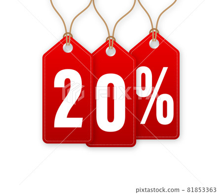 Discount Tag -20 percent off. Hangtags Sale. Vector illustration. Discount Tag -20 percent off. Hangtags Sale. Vector illustration. 81853363