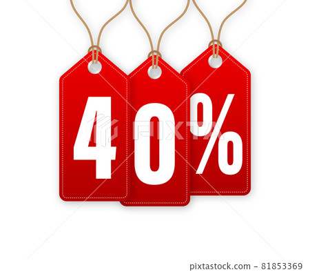 Discount Tag -40 percent off. Hangtags Sale. Vector illustration. 81853369