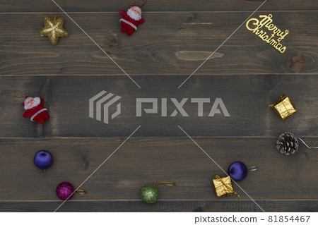 Christmas background - vintage planked wood with christmas decoration and free text space Christmas background - vintage planked wood with christmas decoration and free text space 81854467