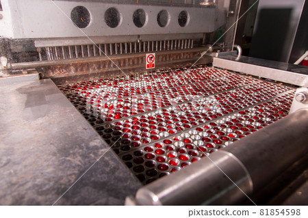 Machine process of sorting cherries before freezing. Machine process of sorting cherries before freezing. 81854598