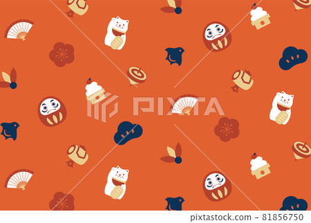 新年幸運符插圖的無縫模式 81856750