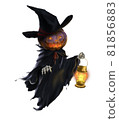 Illustration of Jack O Lantern in black 81856883