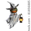 Illustration of Jack O Lantern in white clothes 81856885