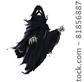 Illustration of a black ghost like a cloth 81856887