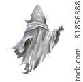 Illustration of a white ghost like a cloth 81856888