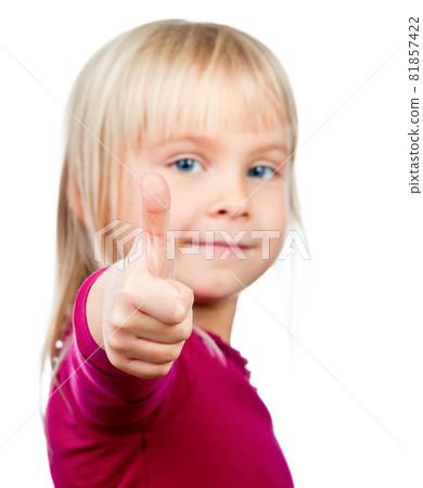 Child showing thumb Child showing thumb 81857422