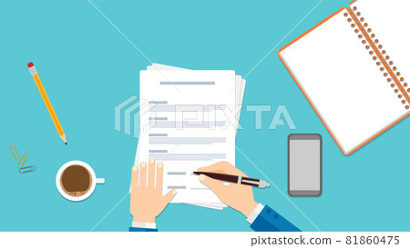 Hand pen business stationery to sign documents 81860475