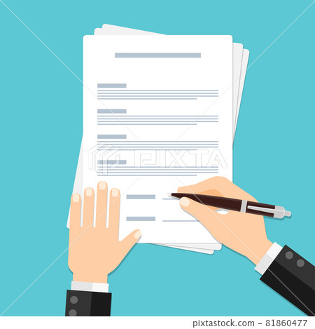 Hand pen business for signing documents - Stock Illustration [81860477 ...