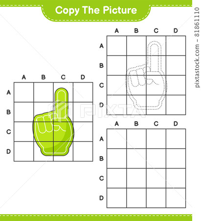 Copy the picture, copy the picture of Foam Finger using grid lines. Educational children game, printable worksheet, vector illustration 81861110