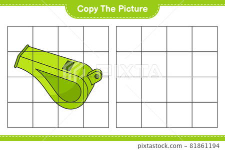 Copy the picture, copy the picture of Whistle using grid lines. Educational children game, printable worksheet, vector illustration 81861194