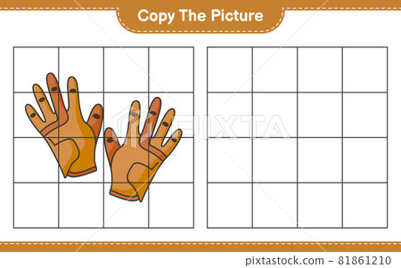 Copy the picture, copy the picture of Golf Gloves using grid lines. Educational children game, printable worksheet, vector illustration 81861210