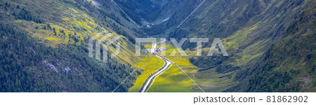 Green meadow in alpine valley, Gschlosstal Valley, Hohe Tauern National Park, East Tyrol, Austrian Alps Green meadow in alpine valley, Gschlosstal Valley, Hohe Tauern National Park, East Tyrol, Austrian Alps 81862902