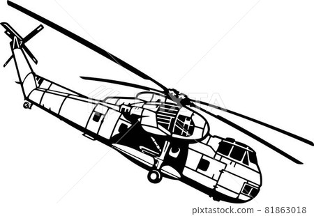 Military Helicopter detailed silhouette. isolated on a white background Military Helicopter detailed silhouette. isolated on a white background 81863018