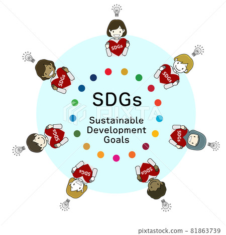 清晰表達可持續發展目標倡議的圖像和想法的兒童插圖 清晰表達可持續發展目標倡議的圖像和想法的兒童插圖 81863739