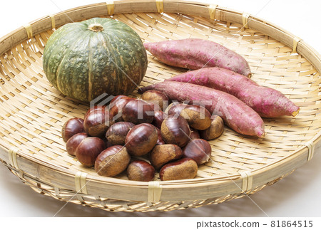 Autumn vegetables Autumn taste Chestnuts, sweet potatoes and pumpkin vegetables Autumn vegetables Autumn taste Chestnuts, sweet potatoes and pumpkin vegetables 81864515