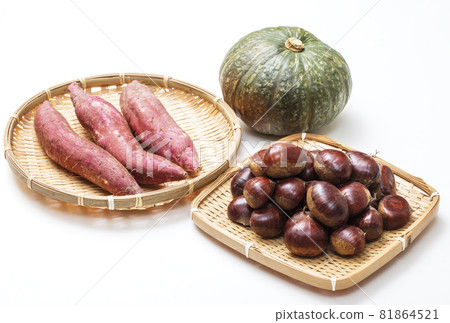 Autumn vegetables Autumn taste Chestnuts, sweet potatoes and pumpkin vegetables Autumn vegetables Autumn taste Chestnuts, sweet potatoes and pumpkin vegetables 81864521