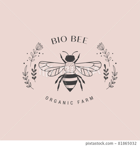 Collection of hand drawn bee, organic honey, logo, emblem, label and packaging design Collection of hand drawn bee, organic honey, logo, emblem, label and packaging design 81865032