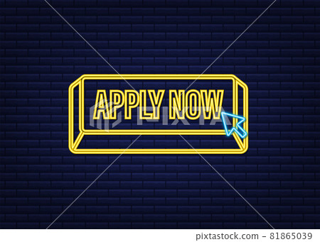 Apply now. Web neon banner. Arrow, cursor icon. Arrow vector icon. Hand click. Vector stock illustration. Apply now. Web neon banner. Arrow, cursor icon. Arrow vector icon. Hand click. Vector stock illustration. 81865039