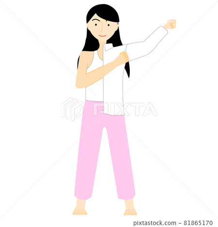 Woman changing into a white shirt 81865170