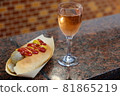 Night outdoor events hot dogs and rosé champagne 81865219