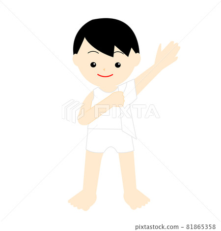 Boy changing into a white shirt 81865358