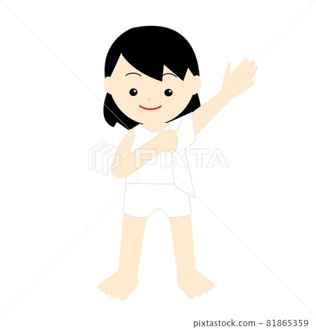 Girl changing into a white shirt 81865359