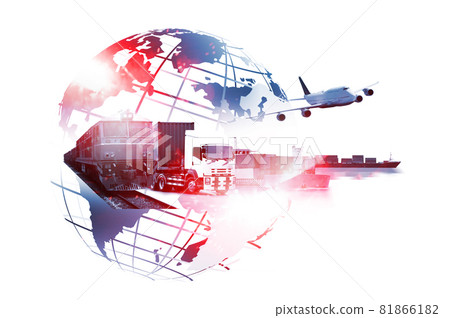 The world logistics , there are world map with logistic network distribution on background and Logistics Industrial Container Cargo freight ship for Concept of fast or instant shipping The world logistics , there are world map with logistic network distribution on background and Logistics Industrial Container Cargo freight ship for Concept of fast or instant shipping 81866182