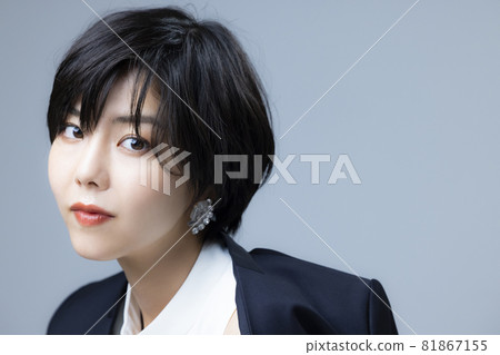 A woman with short hair A woman with short hair 81867155