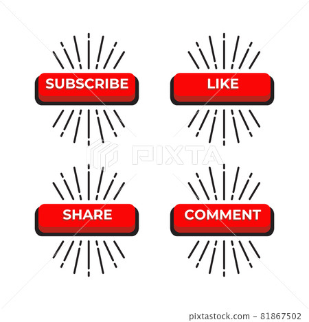 Subscribe, Like, Share and Comment Button Logo Design for Social Media  Stock Vector - Illustration of background, graphic: 229489781