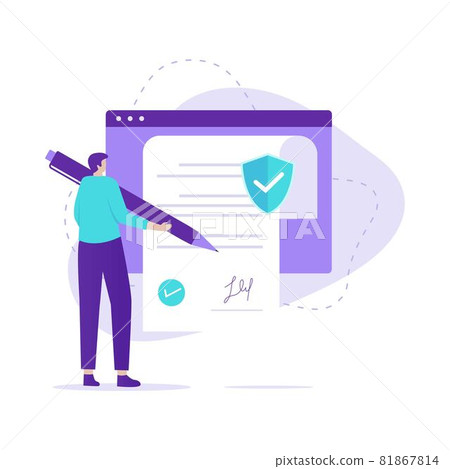 Flat design of Smart contract concept. Illustration for websites, landing pages, mobile applications, posters and banners. Flat design of Smart contract concept. Illustration for websites, landing pages, mobile applications, posters and banners. 81867814