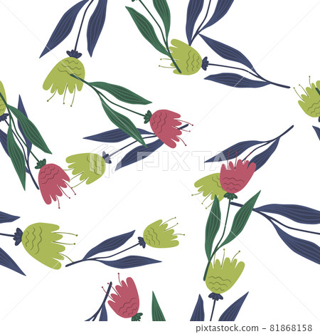 Little wildflower seamless pattern on white... - Stock Illustration ...