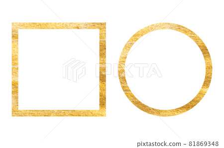 Squared and round golden vintage wooden frame for your design. Vintage cover. Place for text. Vintage antique gold beautiful rectangular frames. Template vector illustration 81869348