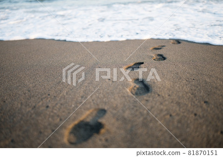 留在海灘上的腳印 留在海灘上的腳印 81870151